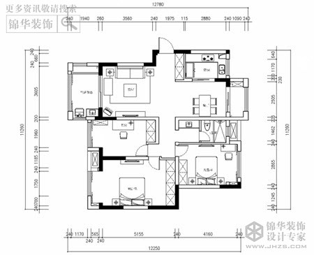 雍福龙庭117平米户型解析-装修设计方案-南京锦华装饰